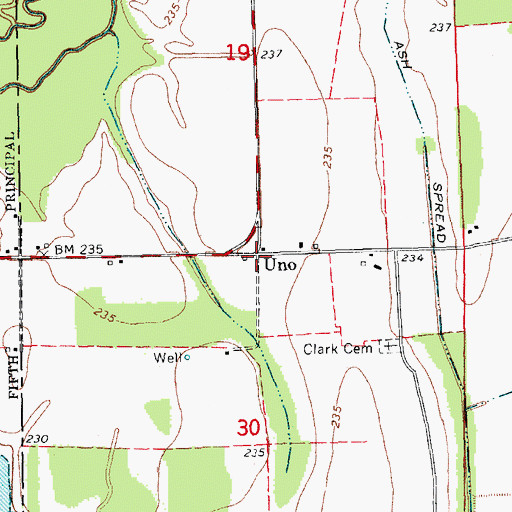 Topographic Map of Uno, AR