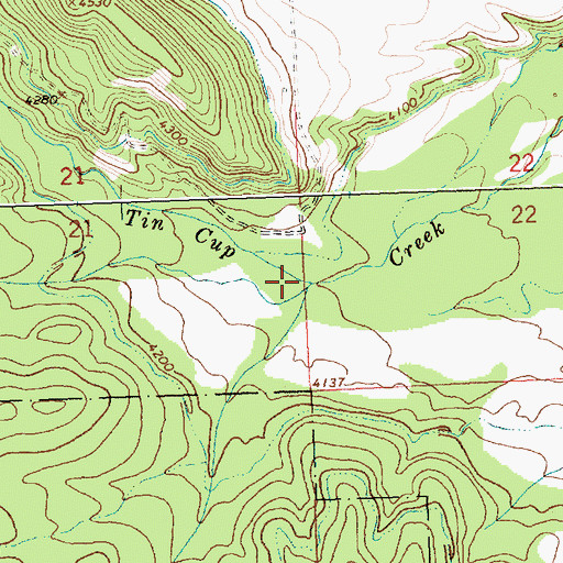 Topographic Map of Little Tin Cup Creek, MT