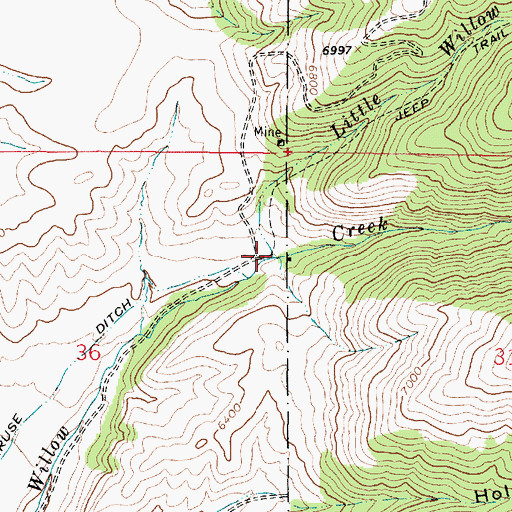 Topographic Map of Little Willow Creek, MT