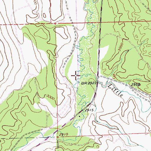 Topographic Map of Little Wolf Creek, MT