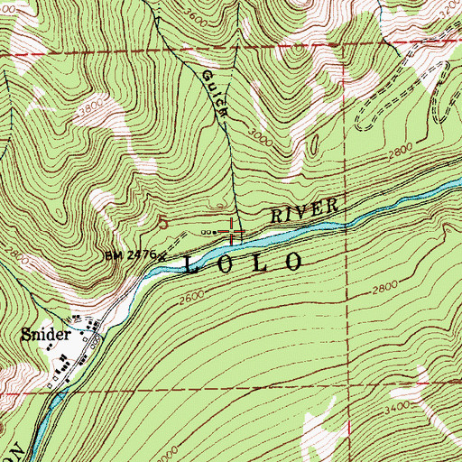 Topographic Map of Liver Gulch, MT