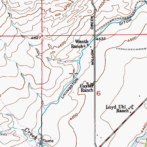 Topographic Map of Livingston Ditch, MT