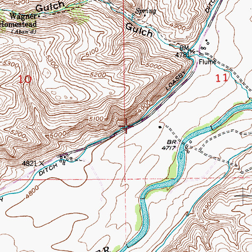 Topographic Map of Loasby Ditch, MT