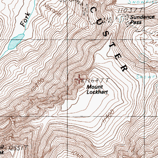 Topographic Map of Mount Lockhart, MT