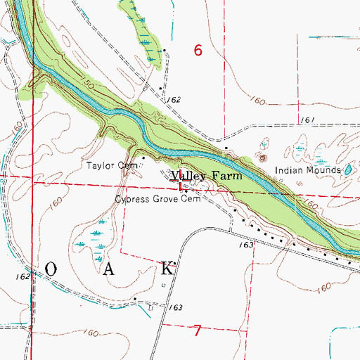 Topographic Map of Valley Farm, AR