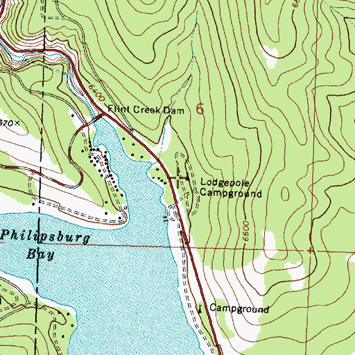 Topographic Map of Lodgepole Campground, MT