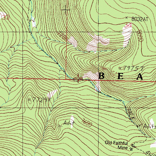 Topographic Map of Log Cabin Lode, MT