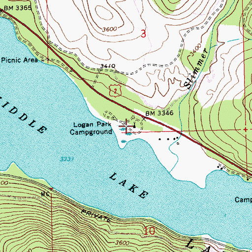 Topographic Map of Logan Park Campground, MT