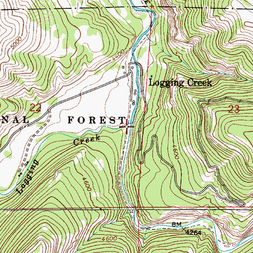 Topographic Map of Logging Creek, MT