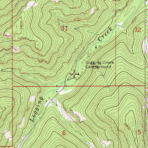 Topographic Map of Logging Creek Campground, MT