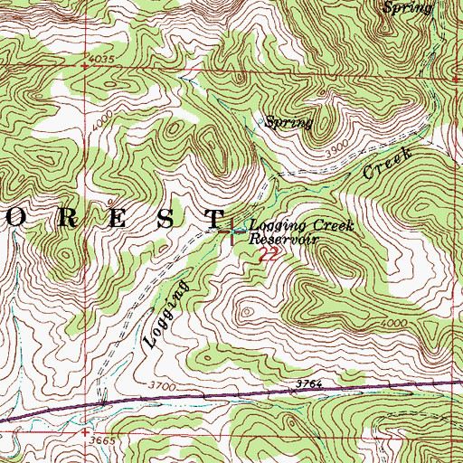Topographic Map of Logging Creek Reservoir, MT