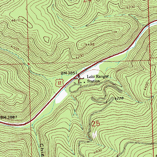 Topographic Map of Lolo Ranger Station, MT