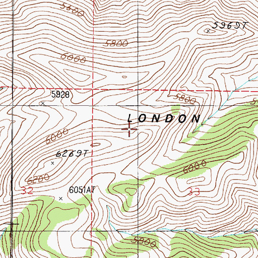 Topographic Map of London Hills, MT