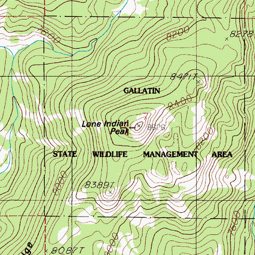 Topographic Map of Lone Indian Peak, MT