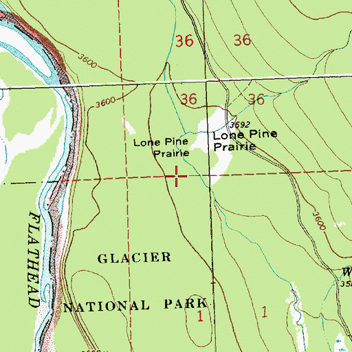 Topographic Map of Lone Pine Prairie, MT