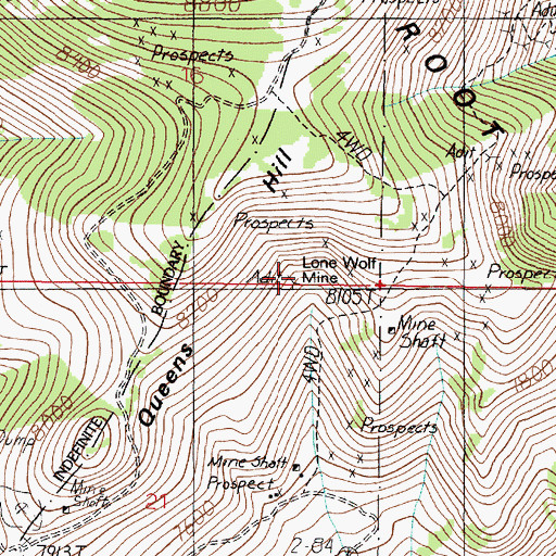 Topographic Map of Lone Wolf Mine, MT