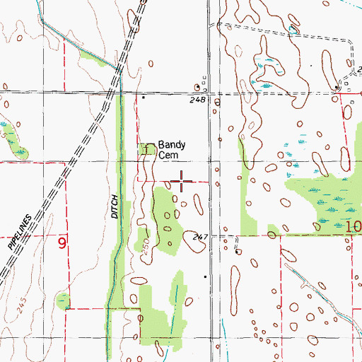 Topographic Map of Bandy Cemetery, AR