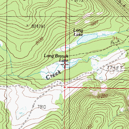 Topographic Map of Long Branch Lake, MT