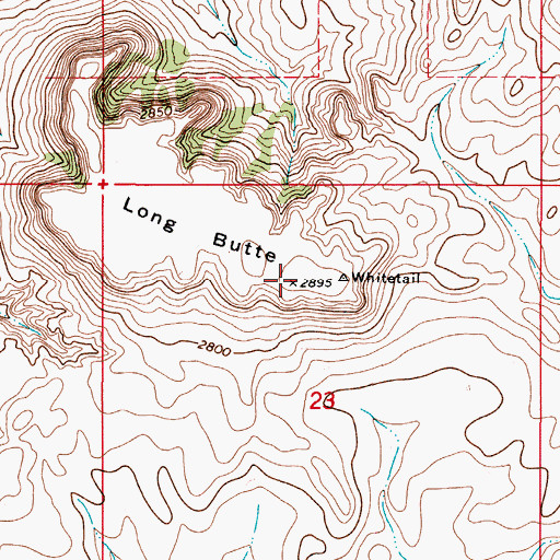 Topographic Map of Long Butte, MT