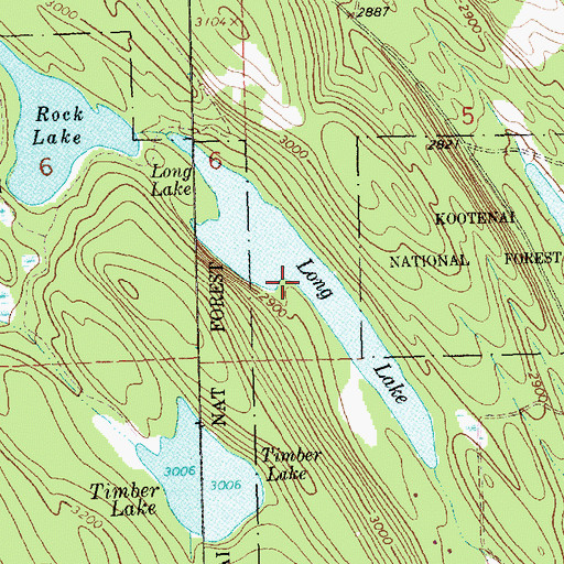 Topographic Map of Long Lake, MT
