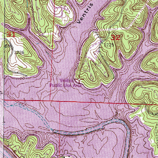 Topographic Map of Ventris Public Use Area, AR