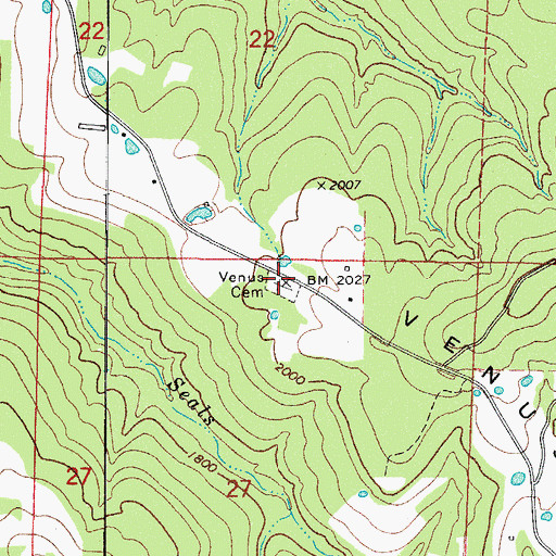 Topographic Map of Venus Cemetery, AR