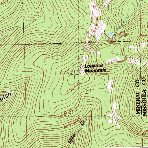 Topographic Map of Lookout Mountain, MT