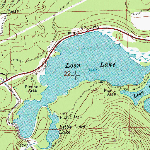 Topographic Map of Loon Lake, MT