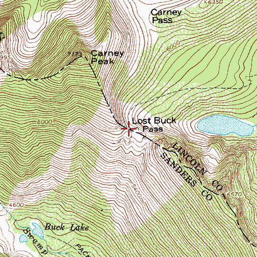 Topographic Map of Lost Buck Pass, MT