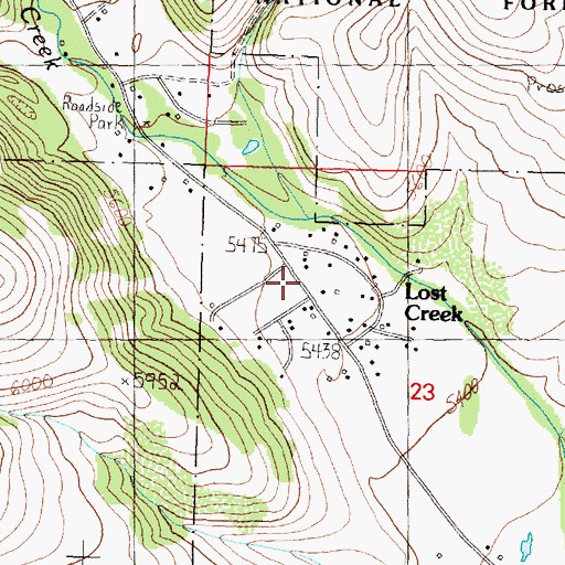 Topographic Map of Lost Creek, MT
