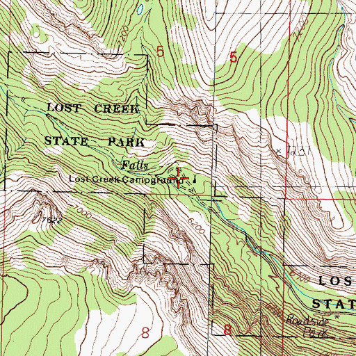 Topographic Map of Lost Creek Campground, MT