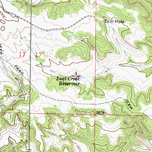 Topographic Map of Lost Creek Reservoir, MT