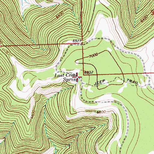 Topographic Map of Lost Creek Spring, MT