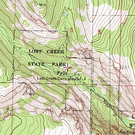 Topographic Map of Lost Creek State Park, MT