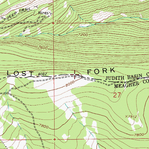 Topographic Map of Lost Fork Ridge, MT