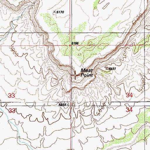 Topographic Map of Meat Point, AZ