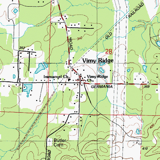 Topographic Map of Vimy Ridge, AR