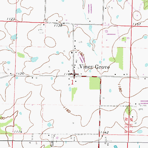 Topographic Map of Viney Grove, AR