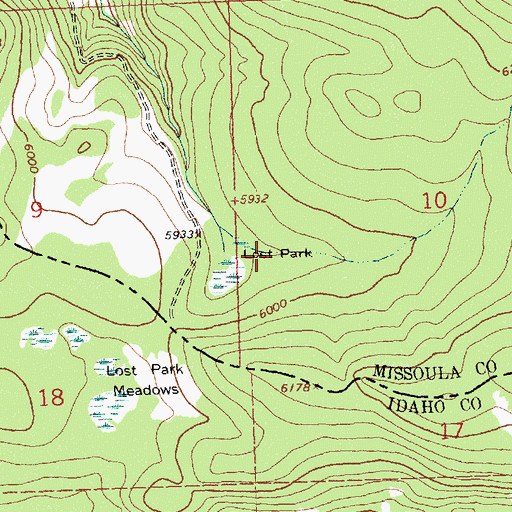 Topographic Map of Lost Park, MT