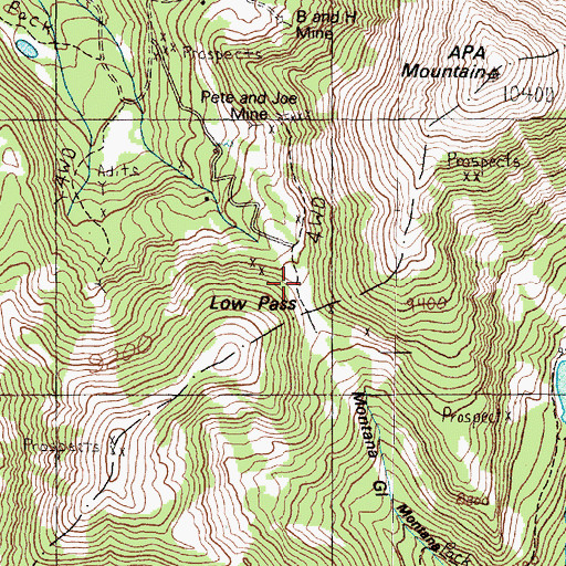 Topographic Map of Low Pass, MT