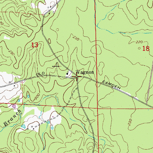 Topographic Map of Wagnon, AR