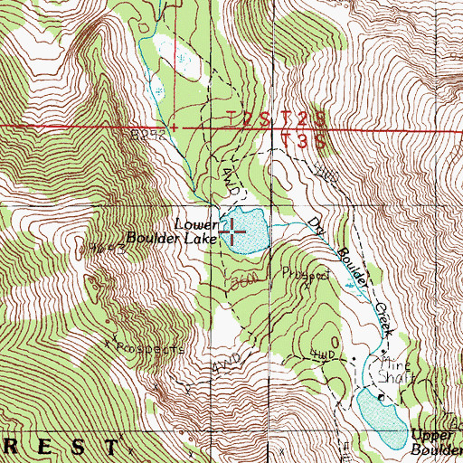 Topographic Map of Lower Boulder Lake, MT