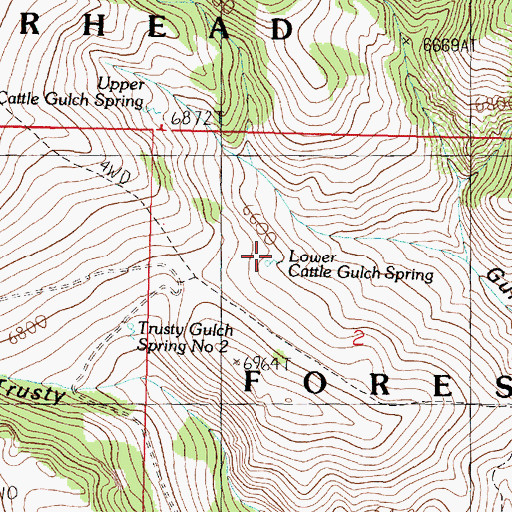 Topographic Map of Lower Cattle Gulch Spring, MT