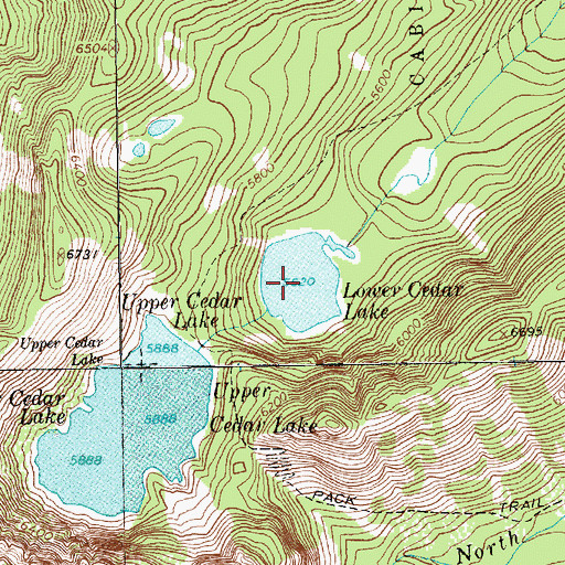 Topographic Map of Lower Cedar Lake, MT