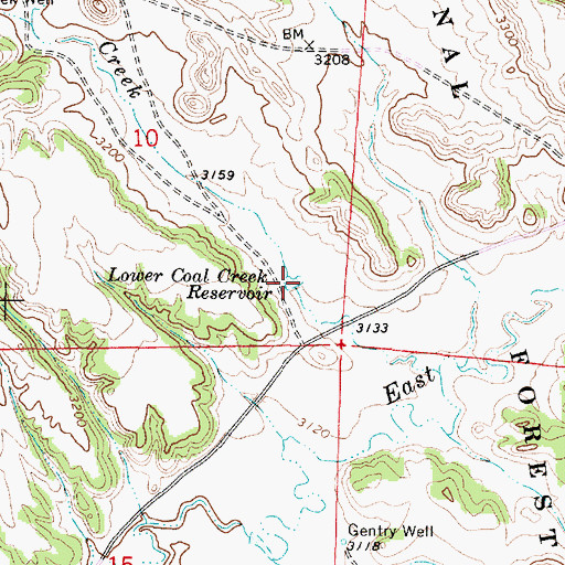 Topographic Map of Lower Coal Creek Reservoir, MT