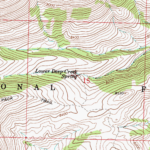 Topographic Map of Lower Deep Creek Spring, MT