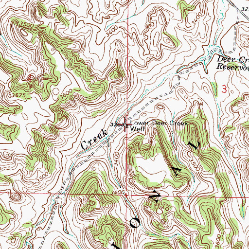 Topographic Map of Lower Deer Creek Well, MT