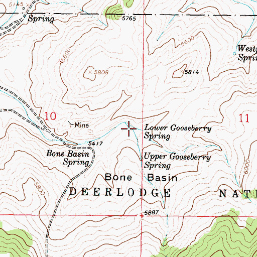Topographic Map of Lower Gooseberry Spring, MT