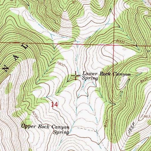 Topographic Map of Lower Rock Canyon Spring, MT