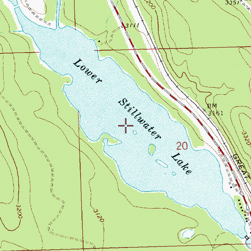 Topographic Map of Lower Stillwater Lake, MT